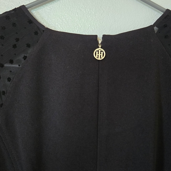 Tommy Hilfiger Black Shift Dress Lace Sleeves Size 12 - Picture 3 of 10